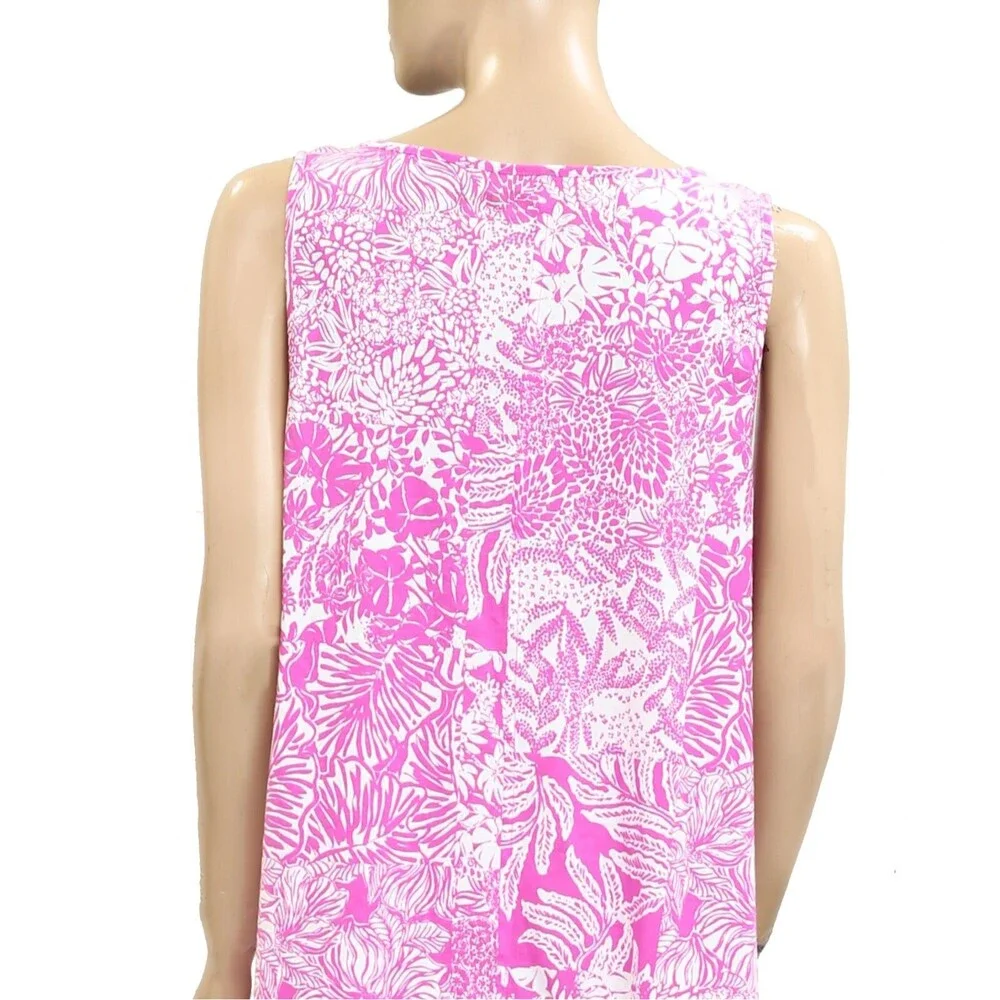 Lilly Pulitzer Lela Henley Tank Mini Dress Printed Cotton Sleeveless XL 279318 - Picture 10 of 11